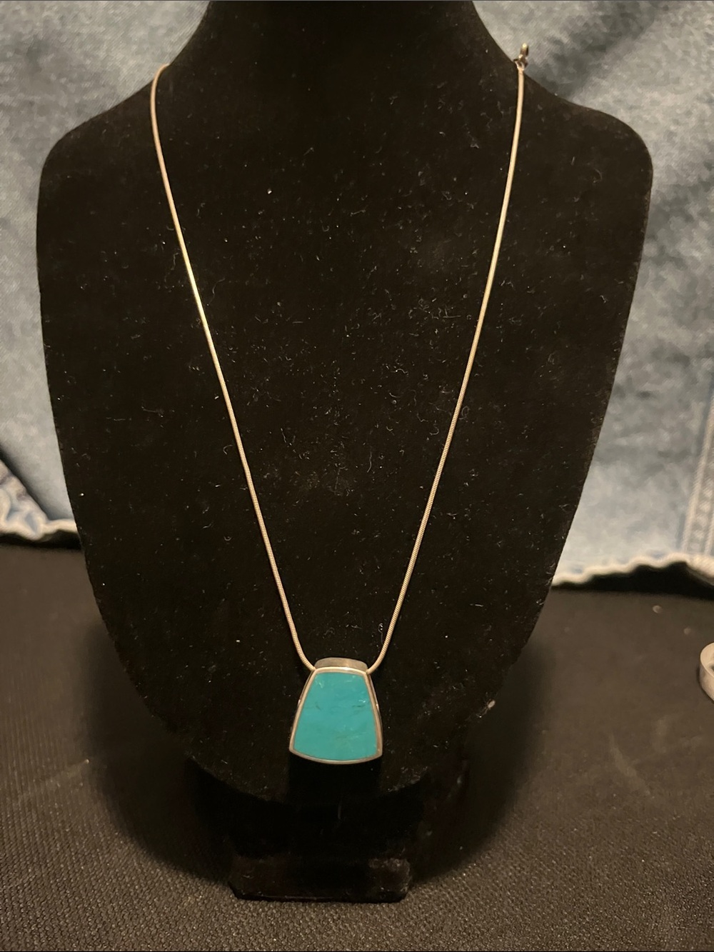 SU 925 Thailand Turquoise Pendant Slider Necklace